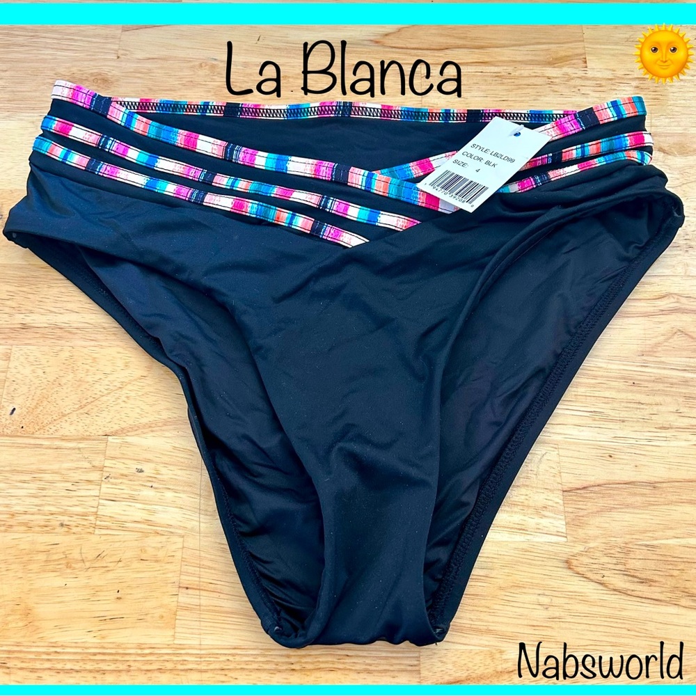 NWT: La Blanca “Catalina” crossover front high waist bikini bottom